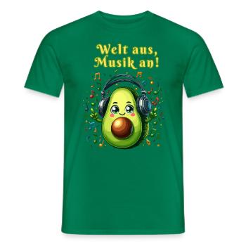 Avocado hört Musik mit Spruch - Männer T-Shirt - Kelly Green - Vorne - AI Model Male 178 dark (178cm)
