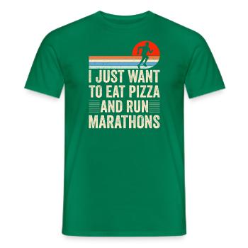 Pizza Und Marathon Läufer Laufen - Männer T-Shirt - Kelly Green - Vorne - AI Model Male 178 dark (178cm)