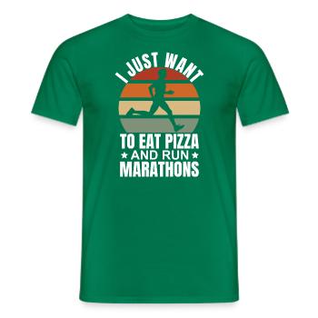 Pizza Und Marathon Läufer Laufen - Männer T-Shirt - Kelly Green - Vorne - AI Model Male 178 dark (178cm)