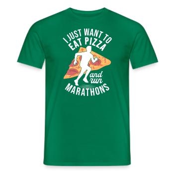 Pizza Und Marathon Läufer Laufen - Männer T-Shirt - Kelly Green - Vorne - AI Model Male 178 dark (178cm)