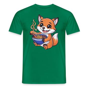 Kawaii Fuchs mit Ramen Nudelsuppe - Männer T-Shirt - Kelly Green - Vorne - AI Model Male 178 dark (178cm)