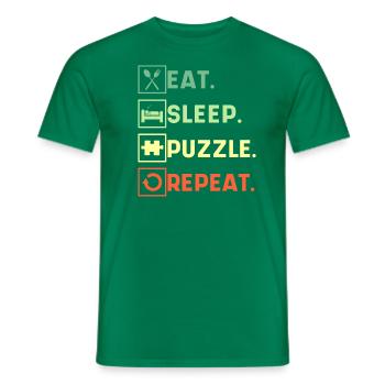 Eat Sleep Puzzle Repeat Puzzle Bild Spiel - Männer T-Shirt - Kelly Green - Vorne - AI Model Male 178 dark (178cm)