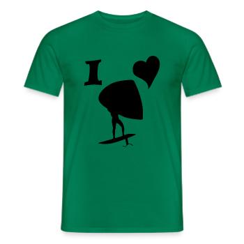 I love Wingfoils - Men's T-Shirt - kelly green - Front - AI Model Male 178 dark (178cm)