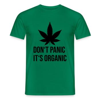 Ne paniquez pas, c'est une feuille de chanvre biologique - T-shirt homme - vert - Devant - AI Model Male 178 dark (178cm)