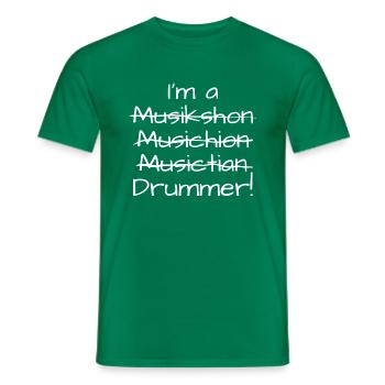 Drummer Schlagzeug Drums Musik für Schlagzeuger - Männer T-Shirt - Kelly Green - Vorne - AI Model Male 178 dark (178cm)