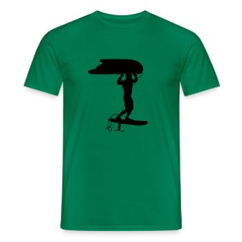 Surfing with Wingfoil - Men's T-Shirt - kelly green - Front - AI Model Male 178 dark (178cm)