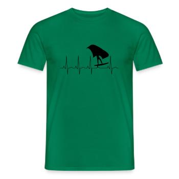 Wingfoiler Heartbeat Frequency - Men's T-Shirt - kelly green - Front - AI Model Male 178 dark (178cm)