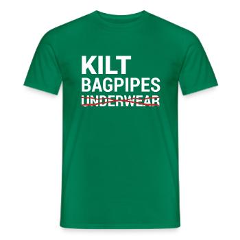Kilt Dudelsack Unterwäsche Schottische Checkliste - Männer T-Shirt - Kelly Green - Vorne - AI Model Male 178 dark (178cm)