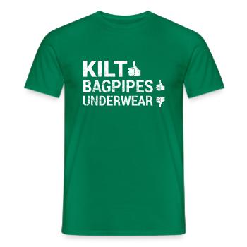 Kilt Dudelsack Unterwäsche Schottische Checkliste - Männer T-Shirt - Kelly Green - Vorne - AI Model Male 178 dark (178cm)