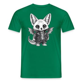 Renard du désert Fennec avec tenue de dragon cool - T-shirt homme - vert - Devant - AI Model Male 178 dark (178cm)