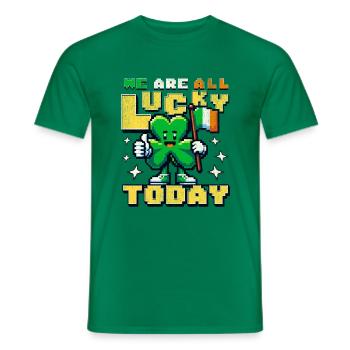 St Patrick's Day - 8bit pixel art lucky shamrock - Men's T-Shirt - kelly green - Front - AI Model Male 178 dark (178cm)