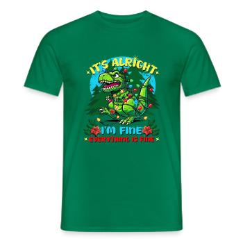 T-Rex I'm fine it's alright, tree-rex christmas - Men's T-Shirt - kelly green - Front - AI Model Male 178 dark (178cm)