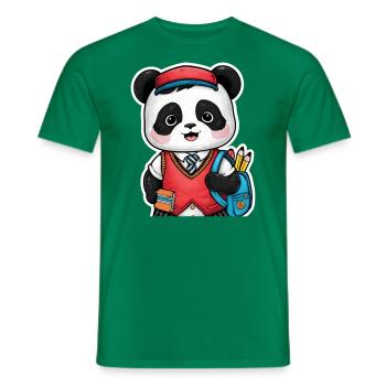 Panda kawaii vêtu d’un uniforme scolaire traditionnel - T-shirt homme - vert - Devant - AI Model Male 178 dark (178cm)