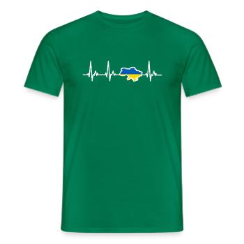 Ukraine Heartline Flag - Men's T-Shirt - kelly green - Front - AI Model Male 178 dark (178cm)