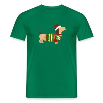 Christmas Dachshund Santa Claus gift funny - Men's T-Shirt - kelly green - Front - AI Model Male 178 dark (178cm)