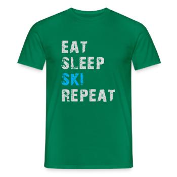 Eat Sleep Ski Repeat - Eat Sleep Ski Again - Men's T-Shirt - kelly green - Front - AI Model Male 178 dark (178cm)
