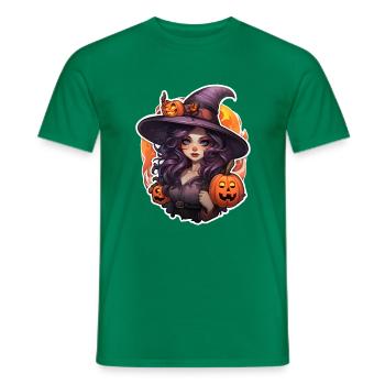 Halloween Witch 3 - Men's T-Shirt - kelly green - Front - AI Model Male 178 dark (178cm)