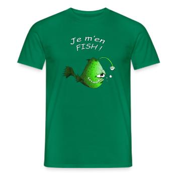 Je m'en FISH tshirt humour poisson fish - T-shirt homme - vert - Devant - AI Model Male 178 dark (178cm)