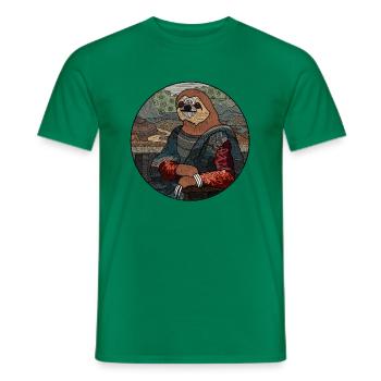 Sloth Mona Lisa funny gift for sloth fans - Men's T-Shirt - kelly green - Front - AI Model Male 178 dark (178cm)