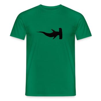 Silhouette avec un grand requin marteau - T-shirt homme - vert - Devant - AI Model Male 178 dark (178cm)