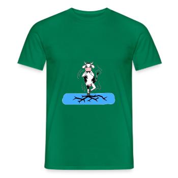 Vache sur la glace - T-shirt homme - vert - Devant - AI Model Male 178 dark (178cm)