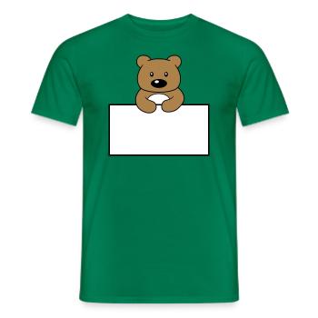 name shield frame text write teddy grizzly ba - Men's T-Shirt - kelly green - Front - AI Model Male 178 dark (178cm)