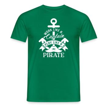 Work like a Captain play like a Pirate - Männer T-Shirt - Kelly Green - Vorne - AI Model Male 178 dark (178cm)