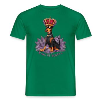 Doberman Pinscher mit Krone und schönem Flieder - Männer T-Shirt - Kelly Green - Vorne - AI Model Male 178 dark (178cm)