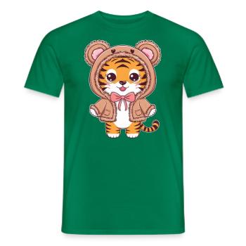 Kawaii Tiger with Cute Teddy Bear Outfit - Men's T-Shirt - kelly green - Front - AI Model Male 178 dark (178cm)