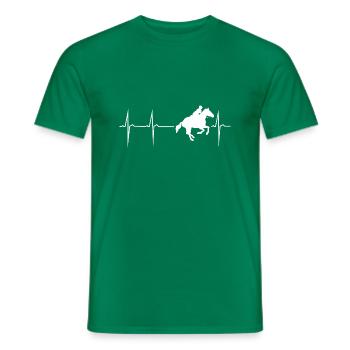herzschlag reiter pferd reitsport - Men's T-Shirt - kelly green - Front - AI Model Male 178 dark (178cm)