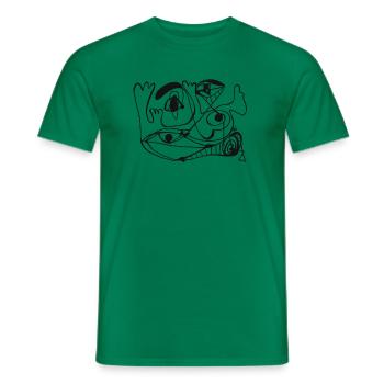 Zeichnung abstrakt Gesicht eine Linie Portrait - Männer T-Shirt - Kelly Green - Vorne - AI Model Male 178 dark (178cm)