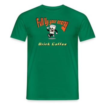 ''Full up your Energy, drink coffee'' By Bousso - Männer T-Shirt - Kelly Green - Vorne - AI Model Male 178 dark (178cm)