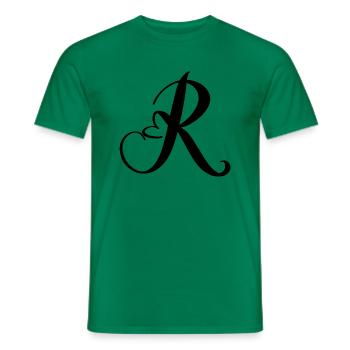 Heart letter R - Men's T-Shirt - kelly green - Front - AI Model Male 178 dark (178cm)