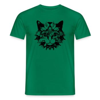 Katze Mandala Illustration Geschenkidee - Männer T-Shirt - Kelly Green - Vorne - AI Model Male 178 dark (178cm)
