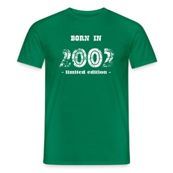 NÉ EN 2002 - édition limitée - T-shirt homme - vert - Devant - AI Model Male 178 dark (178cm)