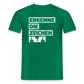 Erkenne die Zeichen. Finger Mittelfinger Fuck You - Männer T-Shirt - Kelly Green - Vorne - AI Model Male 178 dark (178cm)
