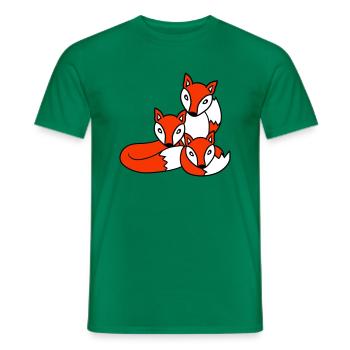 3 Füchse Freunde Familie Drei Kinder Crew Team Süß - Männer T-Shirt - Kelly Green - Vorne - AI Model Male 178 dark (178cm)