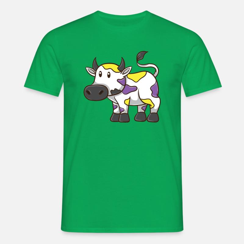 Non-binary cow Non-binary pride - Men's T-Shirt - kelly green