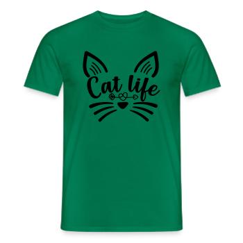 Vie de chat - Les chats vivent - T-shirt homme - vert - Devant - AI Model Male 178 dark (178cm)