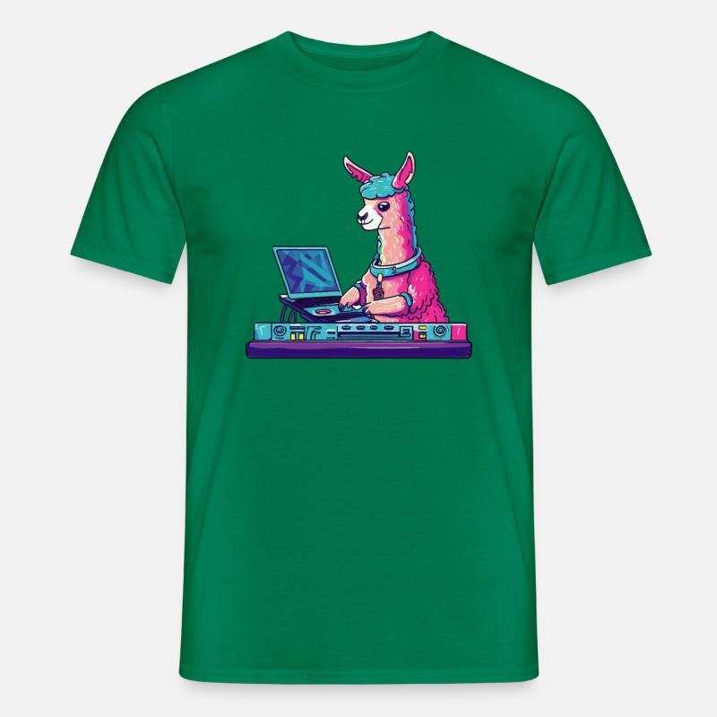 Alpaka Lama DJ Geschenkidee - Männer T-Shirt - Kelly Green