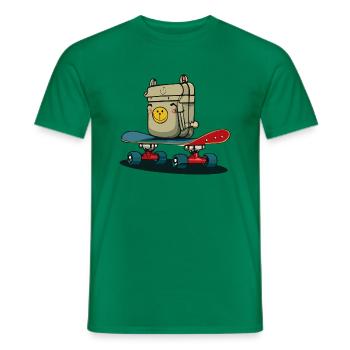 Skateboard and backpack - Men's T-Shirt - kelly green - Front - AI Model Male 178 dark (178cm)