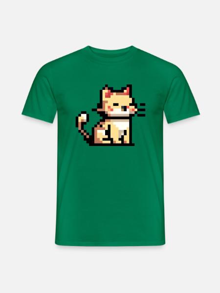 Niedliche Pixel Katze - Pixel Kunst - Männer T-Shirt - Kelly Green