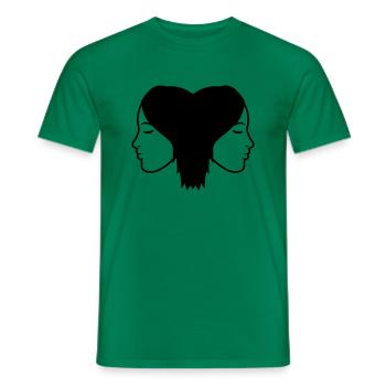 Couple 2 women team friends girlfriend sister head - Men's T-Shirt - kelly green - Front - AI Model Male 178 dark (178cm)