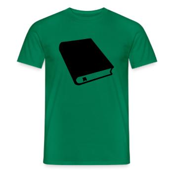 cartoon vector book reader bookseller writer - Men's T-Shirt - kelly green - Front - AI Model Male 178 dark (178cm)