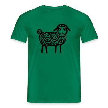 A Silhouette Patterned Sheep - Men's T-Shirt - kelly green - Front - AI Model Male 178 dark (178cm)