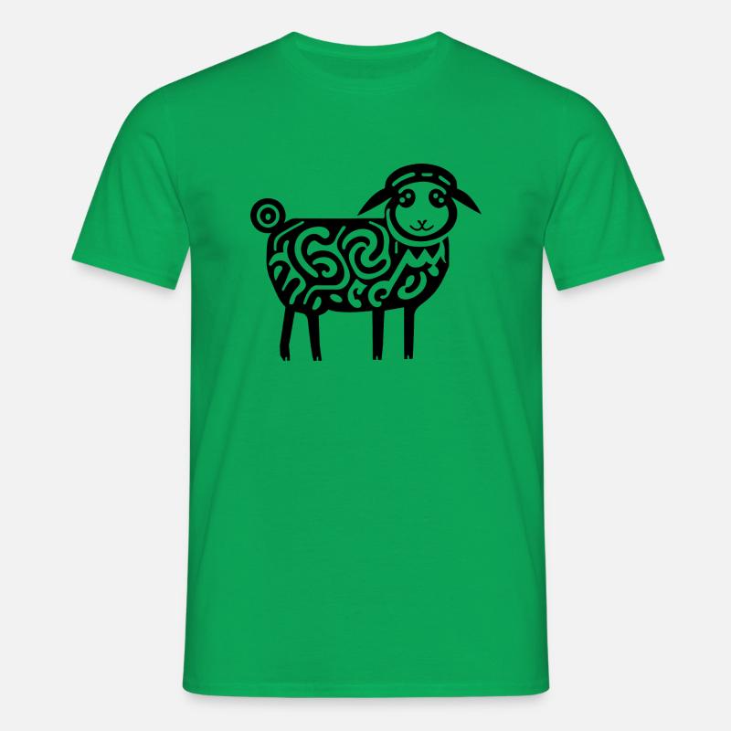 A Silhouette Patterned Sheep - Men's T-Shirt - kelly green