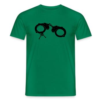 Handschellen - Junggesellenabschied - Männer T-Shirt - Kelly Green - Vorne - AI Model Male 178 dark (178cm)