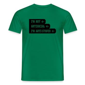 not antisocial anti stupid - Männer T-Shirt - Kelly Green - Vorne - AI Model Male 178 dark (178cm)
