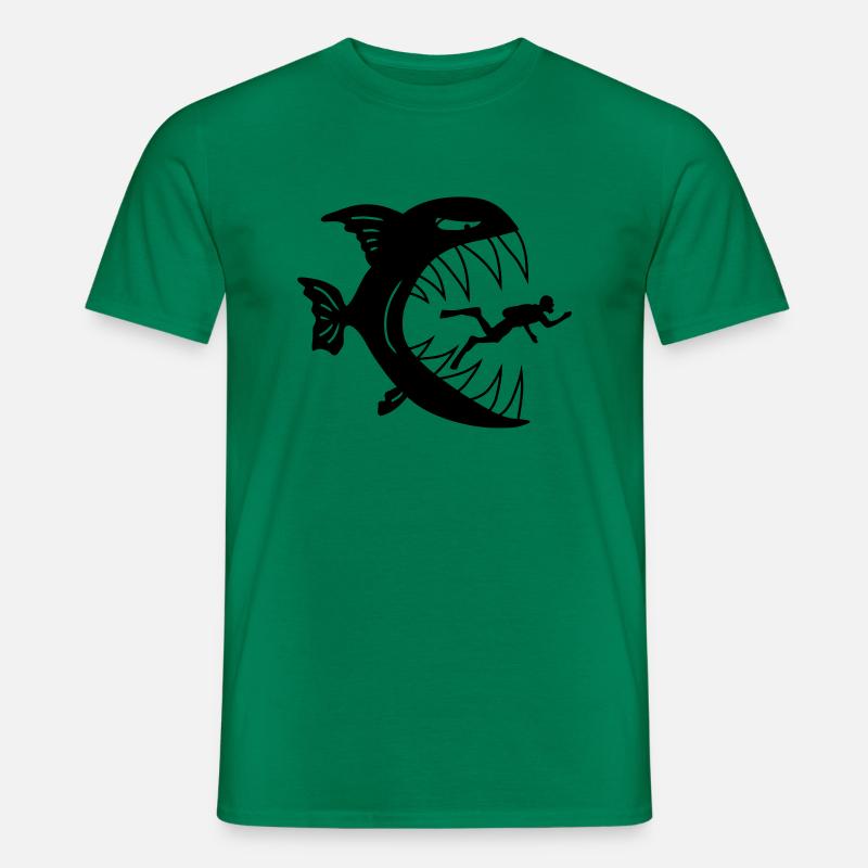 Monster Fish Eats Diver - Männer T-Shirt - Kelly Green