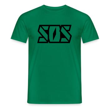 SOS Schriftzug - Männer T-Shirt - Kelly Green - Vorne - AI Model Male 178 dark (178cm)